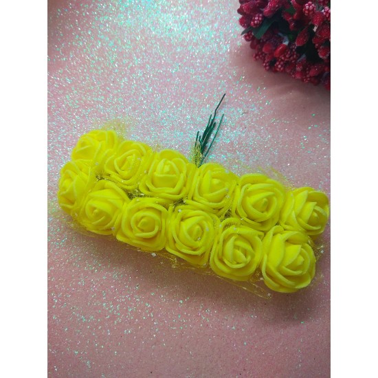 Розочки из фомирана в пучках 2,5 см, цв. желтый,  цена за пучок